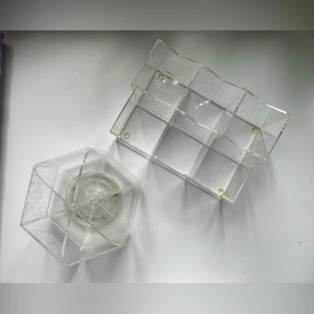 Two Piece Clear Glitter Organizer Set